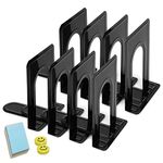 Qualsen Book Ends, Bookends, Heavy Duty Metal Book Ends, Book Ends for Shelves, Book Holder, Book Ends for children, Bookends Decorative for Kitchen Home Classroom School Office, Black 4 Pairs 170mm