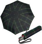 Knirps T.200 Medium Duomatic Automatic Open Rain Umbrella - Compact Windproof Umbrella for Rain - Travel Umbrella for Adults - 98cm Diameter Retractable Umbrella & Carrying Case, Check Hunter