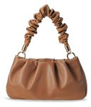 Cloud Pouch Bag Women Shoulder Handbag Soft Vegan Leather Vintage Hobo Chain Cross body Bag, Camel, Small