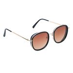 SPIKY Unisex Kids Oval Sunglasses With Polarization Protective Case Brown Frame Brown Lens, Free Size - (Pack Of 1)