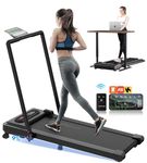 Stepwaver Walking Pad Treadmill for Home, 2 in 1 Foldable Under Desk Treadmill Incline Office App Remote Control - 3 HP Portable Folding Treadmill with Handle 320lbs Capacity LED Display-Black