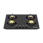 Faber 4 Burner 78cm Hob |Auto-Ignition| HOB PRIME HT784 CRS BR CI AI |Metal Knobs| Cast Iron Pan Support|Hob/Cooktop Hybrid|Black Glass Finish |5 Yrs Warranty on Glass,Valve & 2 Yrs on Burner by Faber