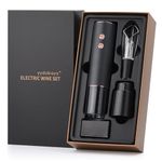 Electric Wine Bottle Opener Automatic Corkscrew with Foil Cutter, Wine Aerator & Pourer, Vacuum Stopper for Wine Lovers Luxury Gift (Gold, Set, Gift Box, Rechargeable)