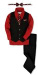 Johnnie Lene JL40 Pinstripe Boys Formal Dresswear Vest Set (4T, Black/Red)