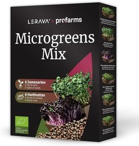 LERAVA® x Profarms - Kit Microgreens [BIO] - Cultiva en Casa Brotes Tiernos de Rábanos, Ajo, Brócoli, Rúcula, Rábano Picante, Guisantes - Incluye Semillas para Germinar y 6 Pads de Cáñamo