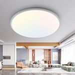 16.5 Inch Dimmable LED Flush Mount Ceiling Light, 3000K-4500K-6000K 3 Color Selectable Ceiling Lamp, 36W 4200LM Luminaire Plafonnier LED Light Fixtures for Kitchen Bedroom Living Room Hallway (White)