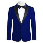 Allthemen Mens Suits Blazer Slim Fit Velvet One Button Suit Tuxedo Jacket, XL, Blue