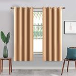 Imperial Rooms Blackout Curtains 66 x 54 Inches - Eyelet Thermal Room Darkening Pair Curtains For Kitchen + Tie Backs (Beige, 66" x 54"(168 x 137 CM))