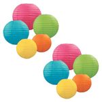 Beistle S54557-ASSTAZ2 Paper Lanterns, Assorted, Multicolored, 10 Piece