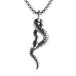 HZMAN Gothic Jewelry Men's Stainless Steel Animal Snake Pendant Chain Necklace, Stainless Steel, No Gemstone