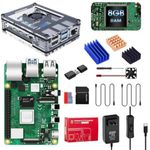 Vemico Raspberry Pi 4 8GB Raspberry Pi 4 8GB Model B Starter Kit with 32GB Card 3 Heat Sink 4K HD Out Cable ABS Case Cooling Fan 5V/3A Power Supply Reading Card Device Screwdriver