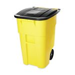 Rubbermaid Commercial Products Brute Rollout Trash/Garbage Can/Bin with Wheels, 50 GAL, for Restaurants/Hospitals/Offices/Back of House/Warehouses, Yellow (FG9W2700YEL),1 Count(Pack of 2)