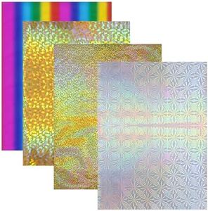 Briartw 20x29cm 4 Colors Hot Foil Paper 200 Sheets Pack Toner Reactive Foil Hot Stamping Foil Paper by Laser Printer and Laminator for Scrapbooking Craft Card Making DIY Album Decoration