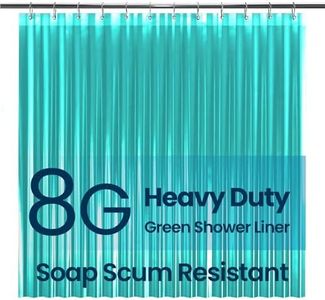 LiBa Bathroom Shower Curtain Premium PEVA Non-Toxic, Green Clear Waterproof Plastic Shower Curtain Liner with Rust Proof Grommets 8G Bathroom Accessories 72x72
