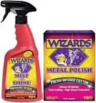 Wizards Mist-N-Shine Detail Spray and Metal Polish Bundle - Multi-Purpose High Gloss Finish Waterless Quick Detailer Spray for Glass, Chrome, Paint and Plastics - Car Exterior Cleaner for Auto Detaili