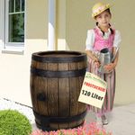 Rain Barrel Rain Water Butt Rainsaver Rainwater Storage Tank Wine Cask Appearance Rain Water Collection Oak Barrel Look with Tap and Childproof Lid