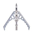 RAGE Hypodermic NC +P 2-Blade Broadhead (3 Pack) with No Collar Blade Lock, Hybrid Tip, Machined Stainless Steel Ferrule for Aerodynamic Flight, 035" Blades, 1.75" Cutting Diameter, 100 or 125 Grain