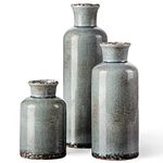 CwlwGO- Ceramic Rustic Vintage vase, Small Vase for Home Decor, 3 Piece Set of Glazed Decorative vase, Suitable for Table, Kitchen, Living Room,Bedroom Decoration. (Grey Blue)……