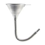 QWORK Spout Funnel with 14-9/16" Long Flexible Hose and Strainer, Steel Universal Priming Funnel for All Oils,Diesel Fuel and Other Liquids