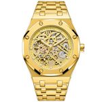 senstone Automatic Watches for Men Mechanical Movement Tourbillon Self-winding Transparent Skeleton Fashion Gift Business Dress Wristwatch with Waterproof 41mm Luminous Dial Stainless Steel Band,