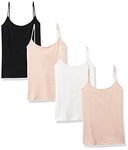 Amazon Essentials Women's 4-Pack Slim-Fit Camisole, Beige/Beige/White/Black, Medium