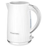 Russell Hobbs Electric Kettle (Hot Water, Tea or Coffee, 1.7L, Push to open lid, Perfect pour spout, Removable washable filter, Illuminated switch, Chrome accents, White, 3000W) Eden 27360