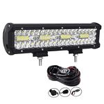 Willpower 12 inch 240W LED Light Bar Spot Flood Combo Triple Row Driving Light Off Road Lights LED Pods Cubes Rocks + Wiring Harness Kit for 4X4 4WD Car ATV UTV SUV Truck Tractor Trailer, 12V 24V DC