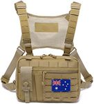 Taxatm Tactical Admin Pouch with Laser Cutting Loop,Car EDC EMT Molle Pouches, Large Capacity Tactical Pouch, EDC Pouch Organizer Include US Flag1 (Large Brown with Harness)1