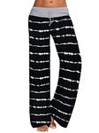 Famulily Ladies Comfy Loose Fit Casual Tie-dye Pajama Bottoms High Waist Pants Black S