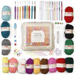 Incraftables Crochet Kit for Beginners & Pro. Crocheting Set with Crochet Hooks (21pcs), Yarns (15 Spools), Tape, Needles & Supplies for Amigurumi. Best Knitting Crochet Starter Kit for Adults & Kids