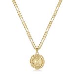 KissYan Initial Necklace for Women,14K Gold Plated Round Letter Pendant Necklace Capital Monogram Necklace Alhpabets from A-Z Figaro Chain Necklace(Gold K)