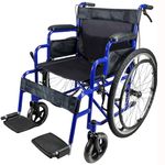 Folding Wheelchair Self Propelled Lightweight Transit Footrest Armrest Brake Large Wheel Mobility Aid from FreeToBe (Blue)