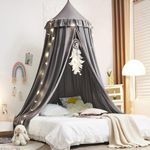 Kertnic Decor Canopy for Kids Bed, Soft Cotton Playing Tent Canopy Girls Room Decoration Princess Castle, Dreamy Mosquito Net Bedding, Children Reading Nook Canopies in Home (Gray)