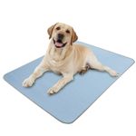 Summer Dog Cooling Mat Washable Ice Silk Self Cool Pad for Small Medium Large Dogs and Cats, Pet Sleeping Pad for Crate, Bed, Indoor & Outdoor Floor, Car Seats (Blue, Large)