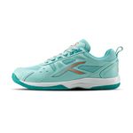 Hundred Raze Badminton Shoes (Non Marking) | Also Perfect for Squash, Table Tennis, & Indoor Sports | Lightweight & Durable | X-Cushion, Active Grip Sole (Turquoise/Orange/White ; 10 UK)