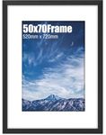 wyewye 50x70 Picture Frame, Wooden Picture Frames, 50x70 Photo Frame with Mount, Poster Frame with Plexiglass Window for Wall Mount with Steel Nails, Black