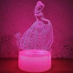 i-CHONY Princess Gift Night Light for Girls,Princess 3D Illusion Lamp with Remote & Smart Touch 16 Colors Dimmable Bedroom Decorations Bedside Lamp,Princess Toys for Kids Girls Teens Birthday Gift