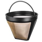 NRP Bigger #4 Permanent Gold-Tone Coffee Filter 12-Cup for Krups Savoy Coffeemaker, Also fits Braun, DeLonghi Some Models & More