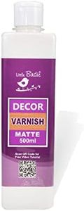 Little Birdie Decor Varnish 500ml - Matte | for Ultimate Wather Protection & Durable Gloss Finish| Non Yellowing| for Canvas, Wood, MDF, Terracotta, Glass| Artist's Varnish for Acrylic & Oil Painting