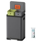 Mbillion Dual Trash Can for Recycling and Trash 2 x 20 Liter Bin, Kitchen Garbage Can with 2 Compartments Stainless Steel Recycle Trash Can with 2 Removable Plastic Inner Buckets 2 x 5.3 Gallon, Black