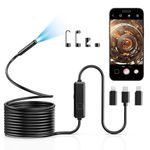 Vorth Endoscope Inspection Camera, 1920P HD Borescope with 8 LED Lights, 5M Semi-Rigid Snake Inspection camera, IP67 Waterproof Drain Pipe Borescope Mens Gadgets for iOS and Android