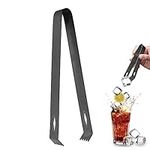 Ice Tongs, Stainless Steel Ice Tongs for Cocktails, Ice Tongs for Ice Bucket, Serving Tools, 6.7 Inch Metal Tongs Food Ice Sugar Cubes Tong for Bar(Black)