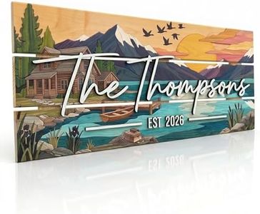 Lakeside Sign, Custom Family Last Name Solid Wood Sign with Established Date - Lakeside Cabin Wall Art Home Decor, 40x20" (XX Large)