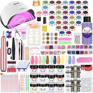 Milai Kit Unghie Gel Completo-180 W Lampada UV,Kit Ricostruzione Unghie Gel Completo con Fresa per Unghie Professionale,12 Colori Gel,Kit Semipermanente Unghie,Liquido Acrilico,22pcs Pennelli