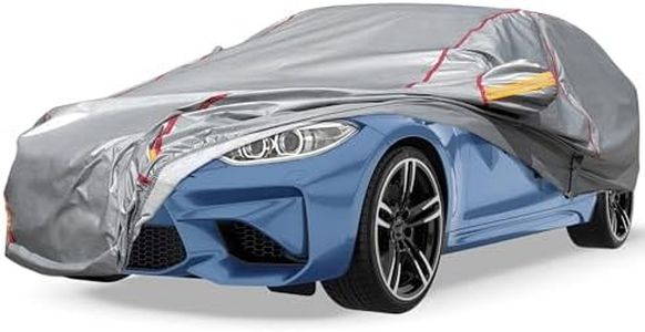 Car Cover Waterproof All Weather, 6 Layers Full Exterior Covers with Zipper Cotton, Mirror Pocket. Outdoor Car Cover UV Snow Rain Wind Dust All Weather Outdoor Protection for Sedan (173-183 inch)