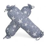 Kradyl Kroft Microfibre Set of 2 Baby Side Pillows | Baby Bolster Pillows | 100% Cotton Removable Covers | 36 X 14 Cms (Star Grey)