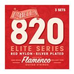 La Bella 820 Elite Red Nylon - Silver Plated Flamenco Guitar String Pack of 3