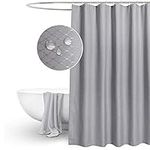 EurCross Waffle Grey Shower Curtains Mould proof Resistant Washable, Water Repellent Heavy Duty Weighted Fabric Shower Curtains Bathroom 180 x 180cm Drop