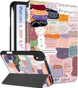 Wazzasoft for iPad Mini 7 Case - for iPad Mini 6th/7th Generation Cases Women Girls Cute Folio Cover Girly Quotes Unique Design Pencil Holder for Apple Mini 6 2021/Mini 7 A17 Pro 2024 Case 8.3 Inch