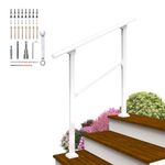 Arti-Life Hand Rails for Outdoor Steps,3 Step Railings for Outdoor Steps,Handrails for Outdoor Steps,Porch Handrail White Kit for Concrete,Brick,Wood Steps